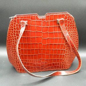 Carla Mancini Vintage Leather Alligator Pattern Handbag